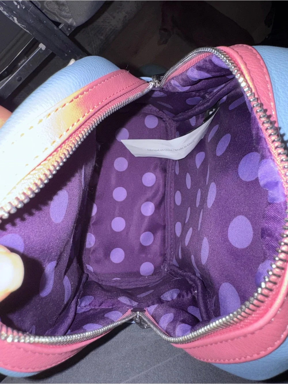 Loungefly Blue, Pink & White Polka Dot Mini Backpack